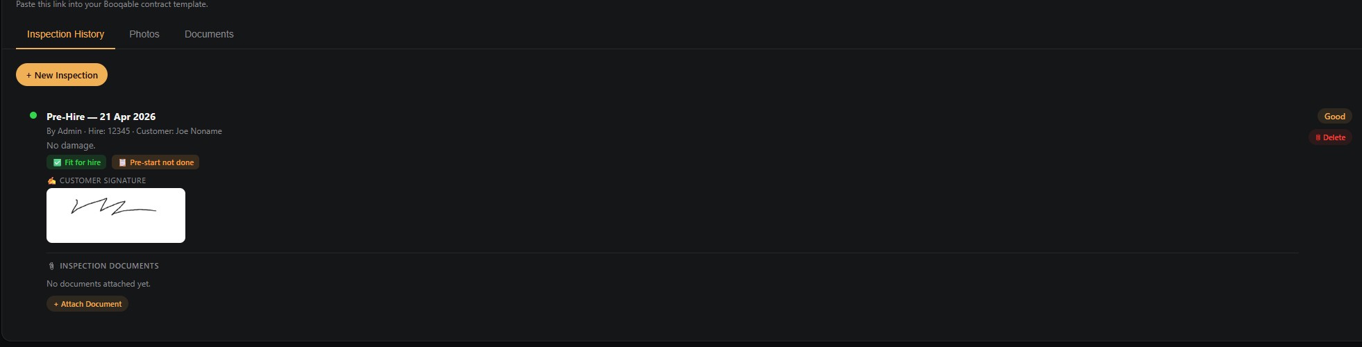 Inspection documents