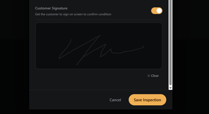 Customer signature pad